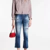And White Spots Wash High Waist Bell Bottom Jeans