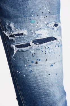 And White Spots Wash High Waist Bell Bottom Jeans