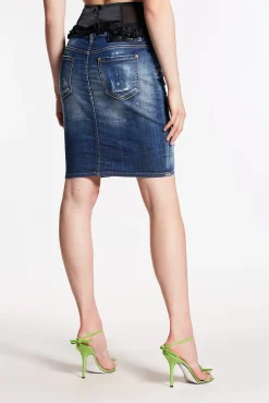Cloudy Wash Corset Pencil Skirt