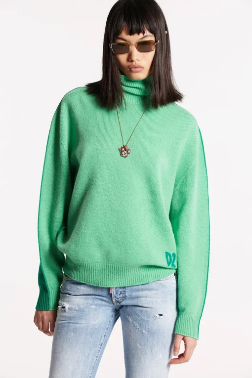 Contrast Color Turtleneck Knit
