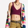 Cropped Top Half Cardigan Stitch Knit