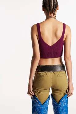 Cropped Top Half Cardigan Stitch Knit