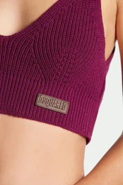 Cropped Top Half Cardigan Stitch Knit