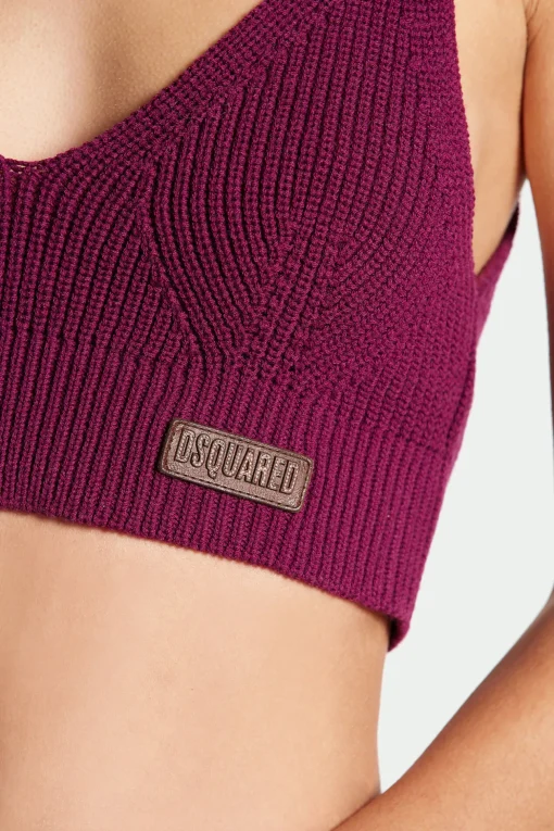 Cropped Top Half Cardigan Stitch Knit