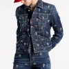 Crystal Flies Wash Boyfriend Jean Jacket
