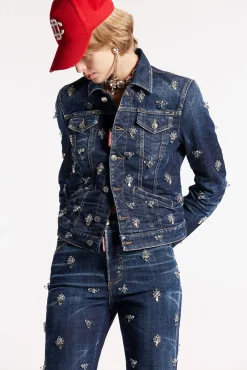 Crystal Flies Wash Boyfriend Jean Jacket