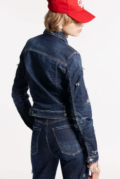 Crystal Flies Wash Boyfriend Jean Jacket