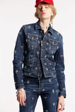 Crystal Flies Wash Boyfriend Jean Jacket