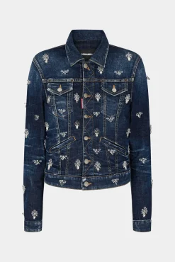 Crystal Flies Wash Boyfriend Jean Jacket