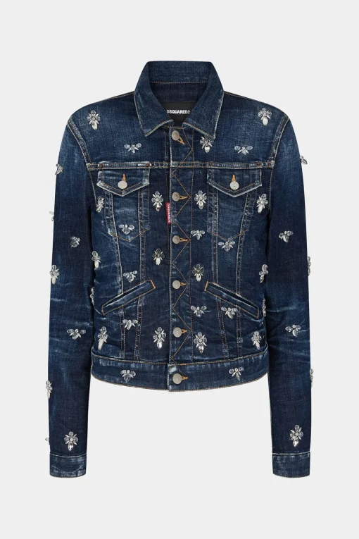 Crystal Flies Wash Boyfriend Jean Jacket