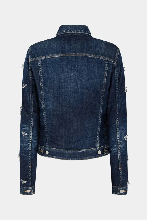 Crystal Flies Wash Boyfriend Jean Jacket