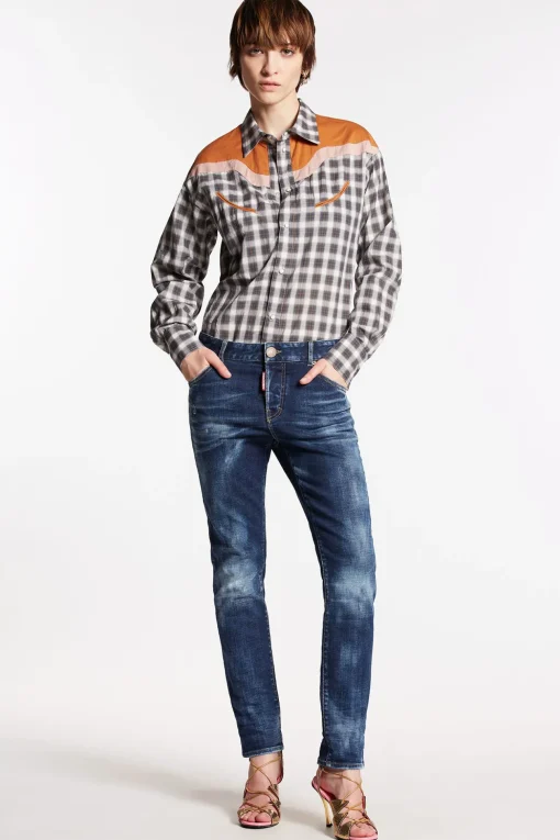 Dark Clean Wash Cool Girl Jeans
