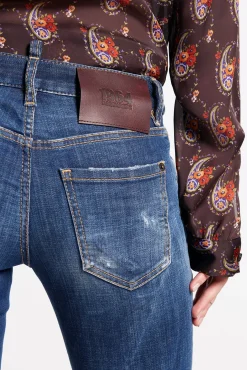 Dark Ripped Wash Medium Waist Flare Jean