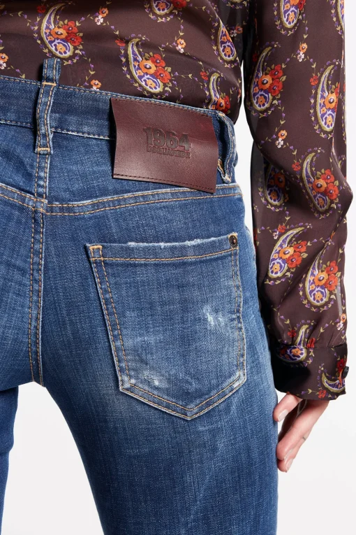 Dark Ripped Wash Medium Waist Flare Jean