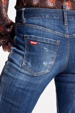 Dark Ripped Wash Medium Waist Flare Jean