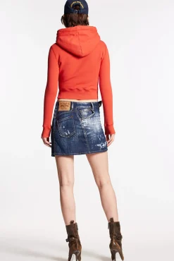 Dark Ripped Wash Side Open Mini Skirt
