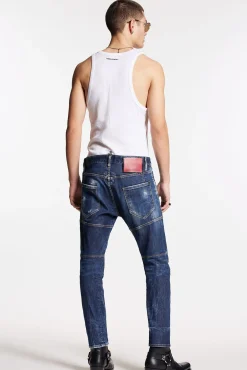 Dark Scar Wash Tidy Biker Jeans