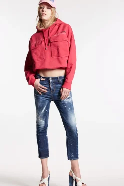 Dark Spotted Wash Cool Girl Cropped Jeans