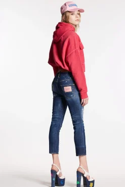 Dark Spotted Wash Cool Girl Cropped Jeans