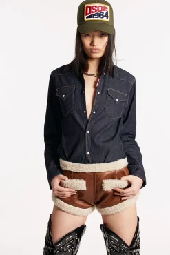 Dark Wash Boxy Western Shirt