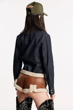 Dark Wash Boxy Western Shirt