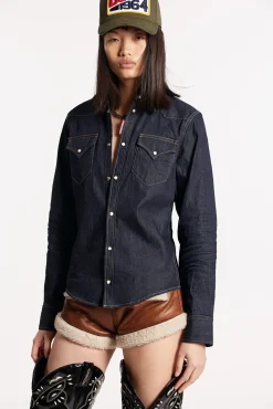Dark Wash Boxy Western Shirt