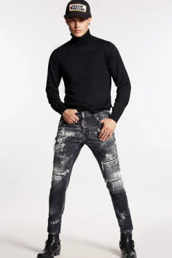 Destroyed Wash Skater Jeans