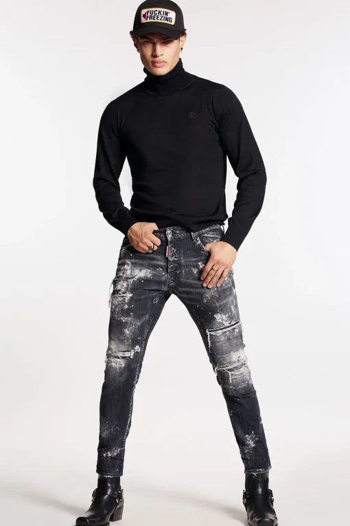 Destroyed Wash Skater Jeans