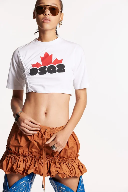 Dsq2 Gathered Cropped T-Shirt