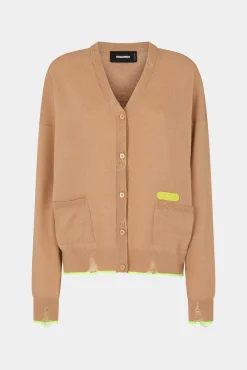 Fluo Trim V Cardigan Knit