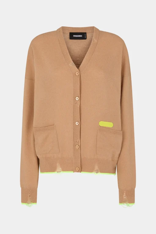 Fluo Trim V Cardigan Knit