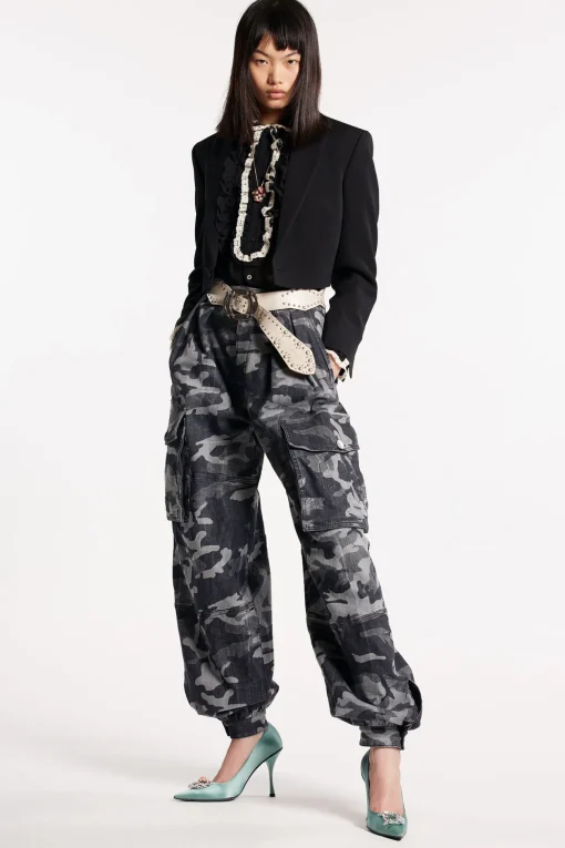 Grey Camo Wash Cargo Pants