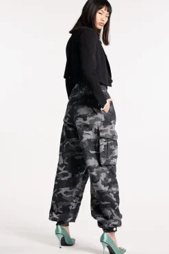 Grey Camo Wash Cargo Pants
