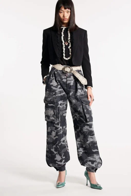 Grey Camo Wash Cargo Pants