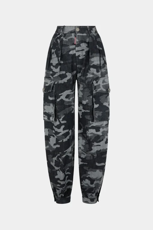 Grey Camo Wash Cargo Pants