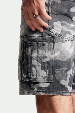 Grey Camo Wash Marine Shorts