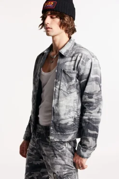 Grey Camo Wash Workwear Jean Jacket