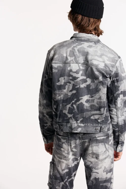 Grey Camo Wash Workwear Jean Jacket