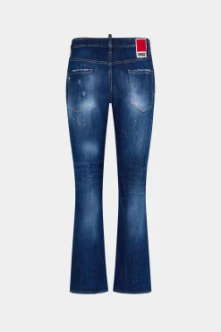 Medium Red Spots Wash Flare Bootcut Jeans