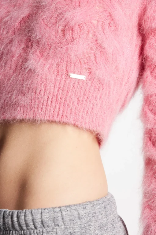 Mohair 3D Cable Cropped Knit