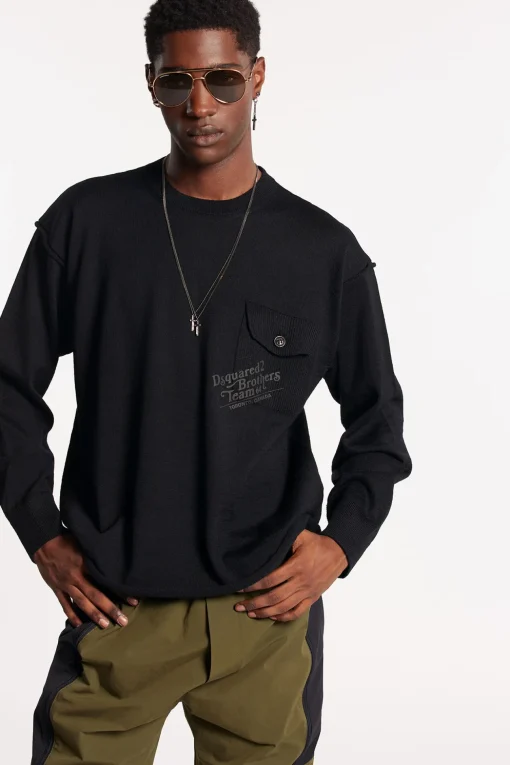 Patch Pocket Crewneck Knit