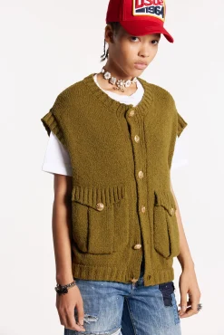 Patch Pocket Vest Knit