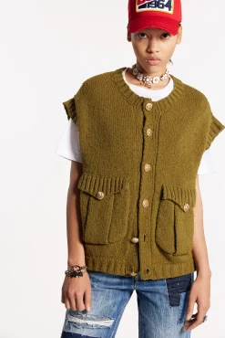 Patch Pocket Vest Knit