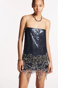 Pearls Flowers Trim Dress