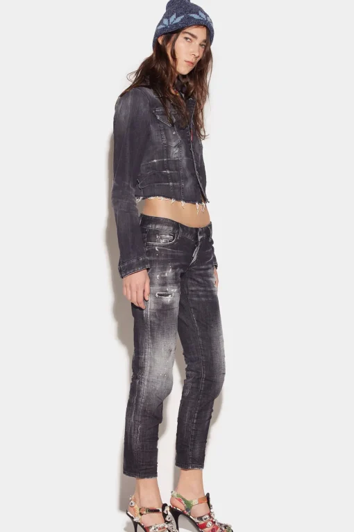 Ripped Knee Wash Jennifer Cropped Jeans