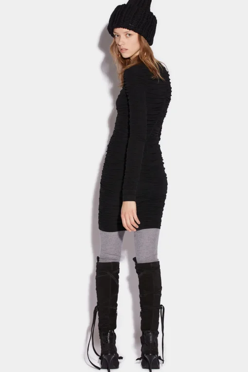 Ruched Long Sleeve Mini Dress