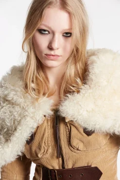Shearling Trim Mini Kaban