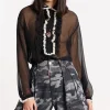 Silky Lace Trimmed Shirt
