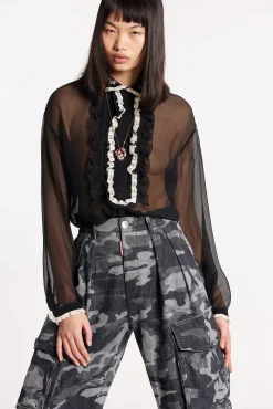 Silky Lace Trimmed Shirt