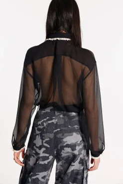 Silky Lace Trimmed Shirt